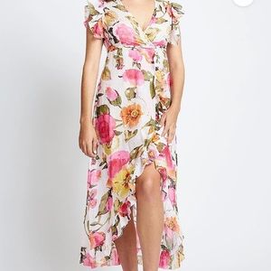 Debbie Katz Floral High Low Wrap Dress